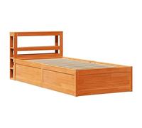 Eleganz Lit en bois de pin massif 75 x 190 cm avec tête de lit, point fort naturel pour une ambiance confortable, marron cire et durable
