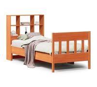 Eleganz Lit en bois de pin massif 90 x 200 cm sans matelas - Espace de couchage robuste pour chambre à coucher, marron cire, naturel et durable pour un sommeil réparateur