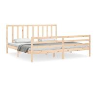 Eleganz Lit en bois massif 200 x 200 cm en pin sans matelas - Lit double naturel et durable pour chambre à coucher - Cadre en bois écologique avec solution de rangement