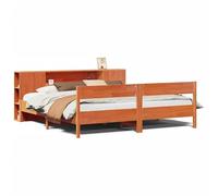 Eleganz Lit en bois massif avec étagère, 180 x 200 cm, marron ciré naturel, stable et durable, pour chambre à coucher, peu encombrant, avec espace de rangement, sans matelas