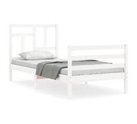 Eleganz Lit en bois massif avec tête de lit, blanc, 90 x 200 cm, lit de chambre moderne, en bois naturel, durable et stable pour un sommeil réparateur
