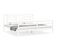 Eleganz Lit en bois massif avec tête de lit - Blanc - Point fort naturel - Durable et élégant - Parfait pour les espaces de vie modernes - Lits et accessoires