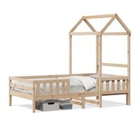 Eleganz Lit en bois massif avec toit 90 x 200 cm - Lit d'enfant ou lit d'invité beau et durable pour les petits espaces - Bois naturel et design élégant