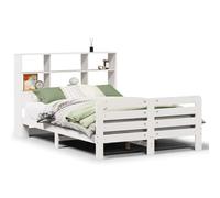 Eleganz Lit en bois massif blanc, 140 x 200 cm, cadre de lit stable, sans matelas, pour chambre à coucher, durable et naturel, idéal pour les chambres d'hôtes et les petites pièces