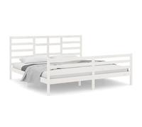 Eleganz Lit en bois massif blanc 200 x 200 cm - Naturel et durable - Lit double élégant pour chambre à coucher - Ergonomie parfaite pour un sommeil réparateur