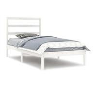 Eleganz Lit en bois massif blanc 90 x 200 cm - Cadre de lit durable et stable sans matelas - Idéal pour les chambres à coucher et les chambres d'hôtes - Design naturel pour un sommeil réparateur