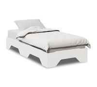 Eleganz Lit en bois massif, sans matelas, empilable, blanc, 75 x 190 cm, durable et peu encombrant, idéal pour les petits espaces et les chambres d'hôtes