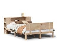 Eleganz Lit en pin massif 140 x 200 cm avec étagère, meuble de chambre élégant pour un style d'intérieur naturel, durable et optimisé pour l'espace de rangement