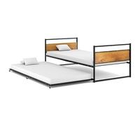 Eleganz Lit gigogne en métal noir 90 x 200 cm - Lit peu encombrant avec fonction extensible pour les petits espaces - Stable et durable pour chambre à coucher moderne