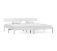 Eleganz Lit mezzanine en bois de pin massif, 200 x 200 cm, blanc, pour chambre à coucher, durable et stable, avec solution de rangement sous le lit, aspect bois naturel pour un sommeil réparateur