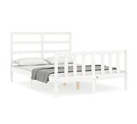 Eleganz Lit mezzanine en bois massif avec tête de lit - Blanc - Lit mezzanine en bois durable - Élégant et durable pour les espaces de vie modernes - Peu encombrant et stable