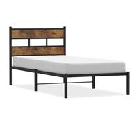 Eleganz Lit mezzanine en métal chêne fumé 100 x 190 cm - Lit mezzanine stable, sans matelas, durable et peu encombrant pour chambre à coucher, dortoir ou chambre d'hôtes