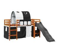 Eleganz Lit mezzanine pour enfant avec tunnel, 80 x 200 cm, en pin blanc et noir, lit de jeu stable, avec toboggan, pour chambre d'enfant, parfait pour les tout-petits et les frères et sœurs