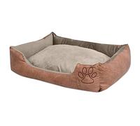 Eleganz Lit orthopédique pour chien, panier pour chien, coussin pour chien, canapé pour chien, lit douillet, dimensions : 90 x 70 x 20 cm, amovible et lavable, beige