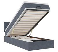 Eleganz Lit ottoman 80 x 200 cm avec matelas & s gris foncé - Lit en velours peu encombrant avec éclairage intégré pour chambre moderne