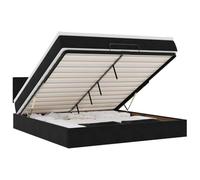 Eleganz Lit ottoman avec matelas 180 x 200 cm - Housse en velours noir - Lit peu encombrant avec espace de rangement - Idéal pour les petits espaces - Meuble de chambre moderne