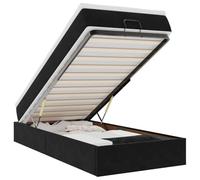 Eleganz Lit ottoman avec matelas 90 x 190 cm, housse en velours noir, lit à sommier tapissier peu encombrant avec espace de rangement, idéal pour les petits espaces et les chambres modernes