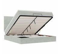 Eleganz Lit ottoman avec matelas et éclairage, 160 x 200 cm, en velours gris ciel, gain de place, avec espace de rangement pour les petits espaces, essentiel de chambre moderne
