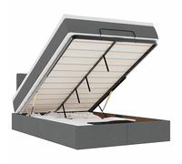 Eleganz Lit ottoman avec matelas et s - 120 x 200 cm - En tissu gris foncé - Lit combiné moderne pour chambre à coucher et salle à manger - Éclairage pour une atmosphère chaleureuse - Peu encombrant