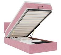 Eleganz Lit ottoman avec matelas rose, 90 x 200 cm, en velours, peu encombrant, avec espace de rangement pour les petits espaces, housse en velours doux