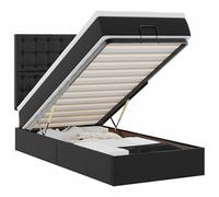 Eleganz Lit ottoman avec matelas & s 100 x 200 cm - Système de couchage moderne avec cuir synthétique et éclairage intégré pour un intérieur élégant