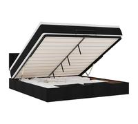 Eleganz Lit ottoman avec matelas & s 160 x 200 cm - Lit en tissu moderne avec éclairage pour chambre à coucher, peu encombrant avec espace de rangement