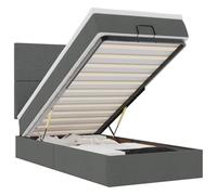Eleganz Lit ottoman avec matelas & s 90 x 200 cm - Lit en tissu moderne avec éclairage pour chambre à coucher - Gris foncé - Peu encombrant et confortable