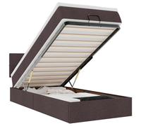 Eleganz Lit ottoman avec matelas & s - Marron foncé 90 x 200 cm - Tissu - Essentiel de chambre moderne avec éclairage pour une atmosphère chaleureuse