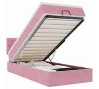Eleganz Lit ottoman avec matelas & s Rose 90 x 200 cm Velours - Lit de chambre moderne avec éclairage pour une ambiance chaleureuse, peu encombrant et élégant