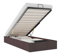 Eleganz Lit ottoman sans matelas 100 x 200 cm - En tissu marron foncé - Lit à sommier tapissier peu encombrant avec espace de rangement pour petits espaces - Chambre à coucher et chambre d'amis