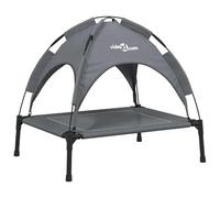 Eleganz Lit pour chien avec toit, lit pour chien, résistant aux intempéries, en tissu Oxford anthracite et acier, pour chiens de toutes tailles, couchage de luxe pour jardin, terrasse ou balcon