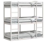 Eleganz Lit superposé triple blanc, 75 x 190 cm, en pin massif, pour enfants et adolescents, peu encombrant et stable, idéal pour les petites pièces et les maisons multifamiliales