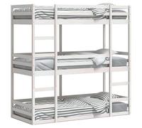 Eleganz Lit superposé triple en pin massif, 80 x 200 cm, blanc, peu encombrant, pour chambre d'enfant et chambre d'amis, durable et élégant