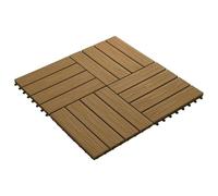 Eleganz Lot de 11 dalles de terrasse WPC - 30 x 30 cm (1 m²) - Gaufré profondément en couleur teck - Matériau composite bois-plastique durable pour terrasses et balcons - Facile d'entretien et