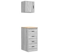 Eleganz Lot de 2 armoires de garage en bois de sonoma gris - Plan de travail en pin massif - Stockage commercial, robuste et durable, idéal pour atelier et garage