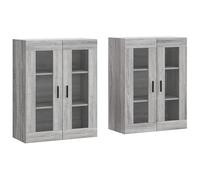 Eleganz Lot de 2 armoires murales - Gris Sonoma - Ensemble de meubles de salon modernes en bois - Peu encombrant et élégant pour les petits espaces