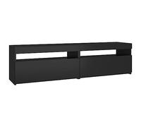 Eleganz Lot de 2 armoires TV avec lumières LED en bois - 75 x 35 x 40 cm - Noir - Haut-parleurs modernes pour le salon - Peu encombrant et élégant