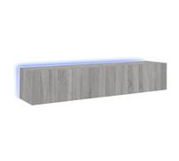 Eleganz Lot de 2 armoires TV murales avec lumières LED Gris Sonoma 80 x 35 x 31 cm - Matériau du bois - Design moderne - Peu encombrant pour le salon