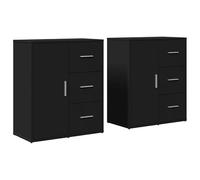 Eleganz Lot de 2 buffets noirs - Ensemble de meubles de salon en bois - 60 x 31 x 70 cm - Design moderne et espace de rangement pour les petits espaces