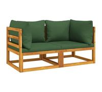 Eleganz Lot de 2 canapés d'angle modulaires pour jardin avec coussins verts en bois d'acacia massif traité à l'huile - Durable et élégant