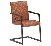 Eleganz Lot de 2 chaises cantilever en cuir véritable marron - Tabouret de luxe pour salon et entrée - Cuir de haute qualité, élégant et durable - Complément parfait pour les intérieurs modernes