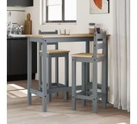 Eleganz Lot de 2 chaises de bar - Gris - Pin massif avec finition cire de miel - Durable et naturel pour les groupes à manger - Idéal pour le salon ou la cuisine