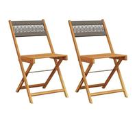 Eleganz Lot de 2 chaises de bistrot grises en bois massif d'acacia avec cordon de serrage - Chaises de jardin durables traitées à l'huile pour l'extérieur et la terrasse - Élégantes et résistantes aux