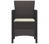 Eleganz Lot de 2 chaises de jardin, avec coussin, marron, légères, en polypropylène, pour terrasse, jardin ou balcon, résistantes aux intempéries et confortables, avec coussin d'assise