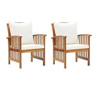 Eleganz Lot de 2 chaises de jardin avec coussins, en bois massif d'acacia, durables et confortables, pour jardin, terrasse ou balcon, avec coussins résistants aux intempéries