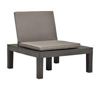 Eleganz Lot de 2 chaises de jardin avec coussins en plastique, anthracite, durables et résistantes aux intempéries, parfaites pour la terrasse et le jardin