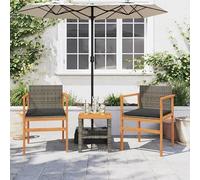 Eleganz Lot de 2 chaises de jardin avec coussins, rotin PE et bois d'acacia massif, résistant aux intempéries et confortable, pour terrasse, jardin et balcon, avec structure en acier revêtu par