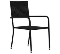 Eleganz Lot de 2 chaises de jardin, empilables, en polyrotin synthétique, noires, en rotin synthétique et acier, durables et résistantes aux intempéries, parfaites pour la terrasse et le balcon