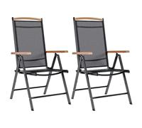 Eleganz Lot de 2 chaises de jardin pliantes en aluminium revêtu par pulvérisation et textilène - Légères, stables et résistantes aux intempéries - Parfait pour la terrasse, le balcon ou le jardin