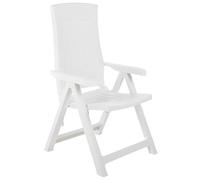 Eleganz Lot de 2 chaises de jardin réglables en plastique, blanches, légères et résistantes aux intempéries, pour terrasse, balcon ou jardin, sièges pratiques pour la détente en plein air